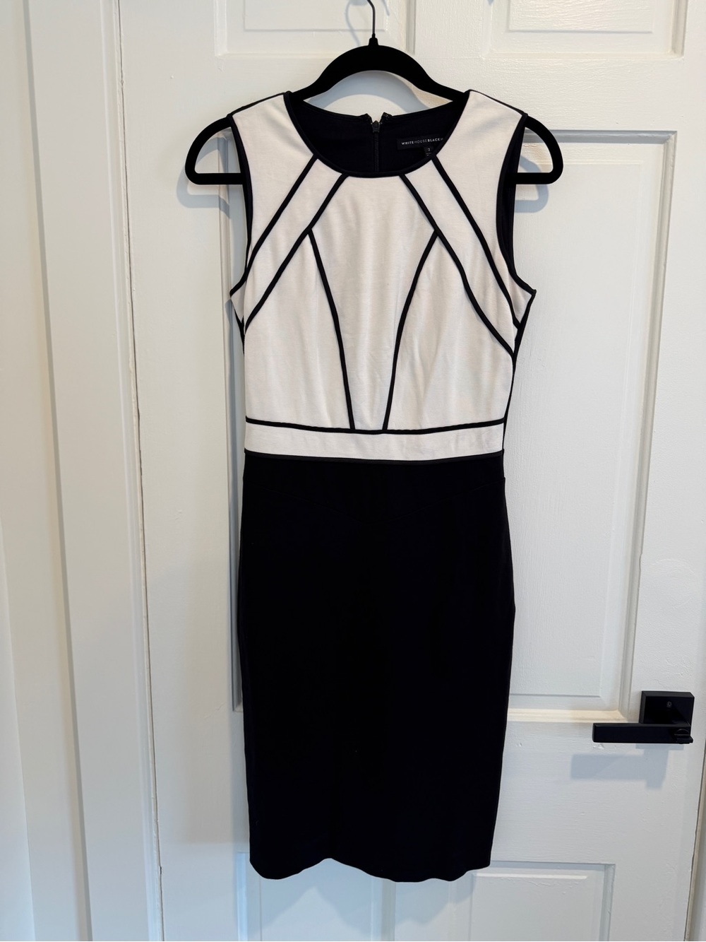 White House Black Market Black and White Panel Sheath Dress